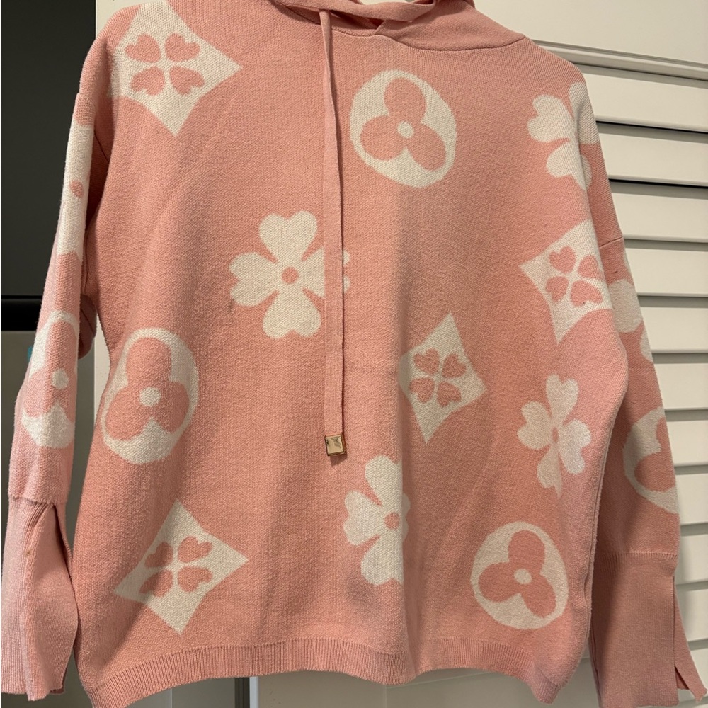 Pink Floral Patterned Hoodie
